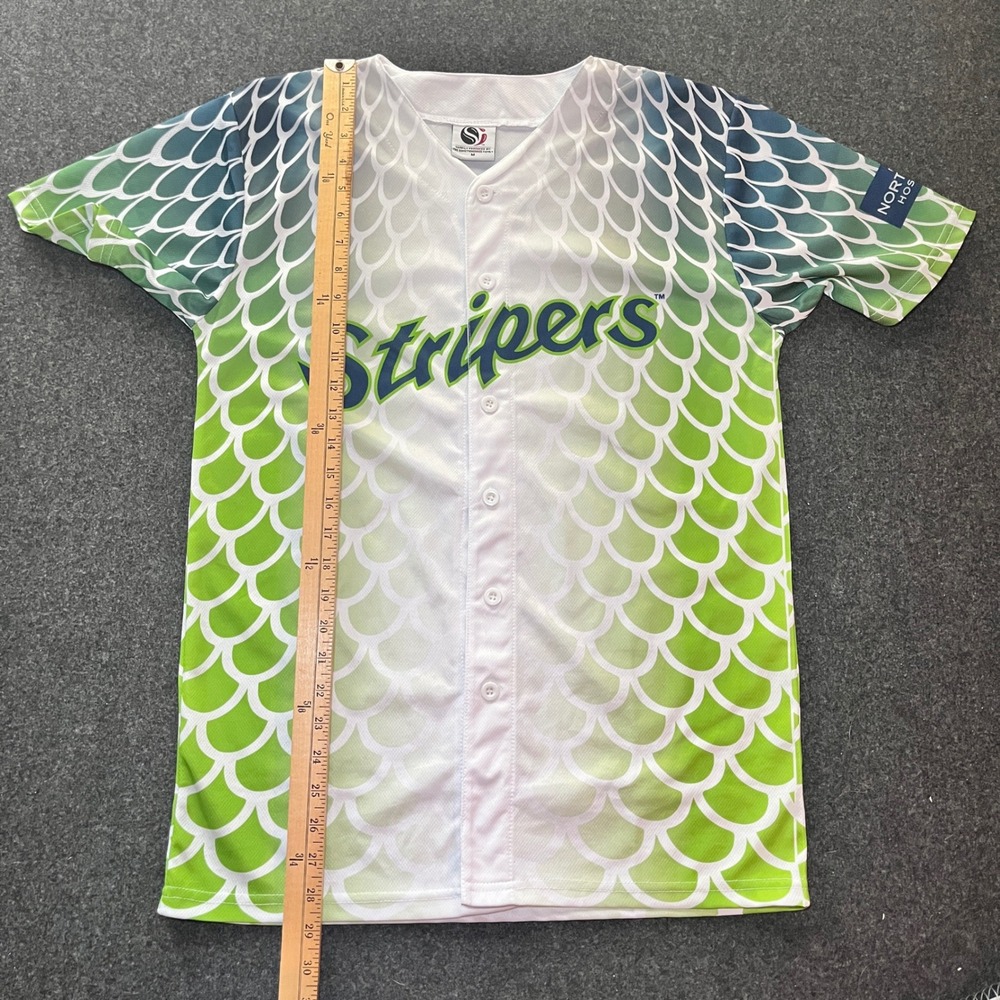 Gwinnett Stripers Fishscale Jersey Mens Medium Green Excellent MiLB Baseball - Picture 6 of 6
